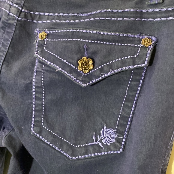 2 pair Rose Royce Over-dyed Skinny Jean Sz 32 US 15/16. Blue pair. Black pair. - Picture 8 of 16